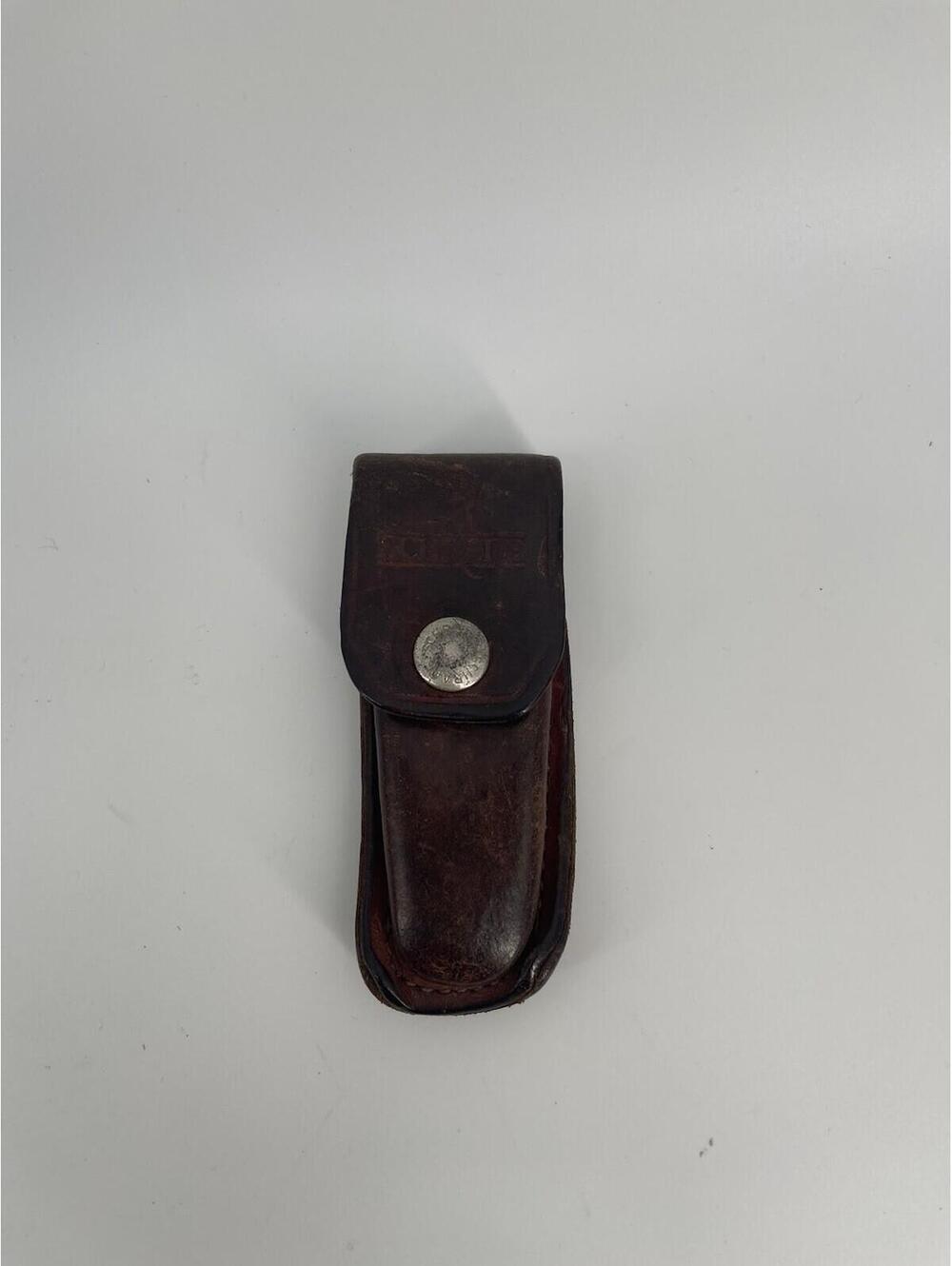 Vintage‎ Schrade Brown Leather Folding Knife Belt Sheath Pouch Made in USA
